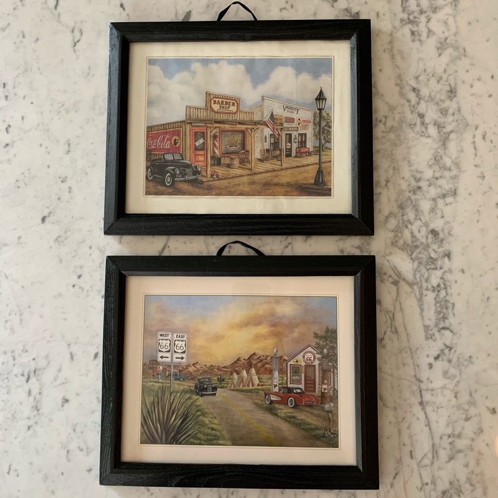 2 framed 8x10 Route 66 style pictures